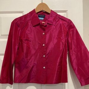 Ann Taylor petite hot pink irredentist silk shirt size 6